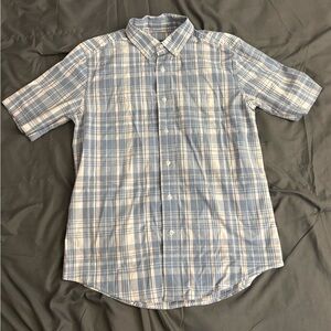 George Men’s S(34-36) shirt blue & white plaid collar button up short sleeves